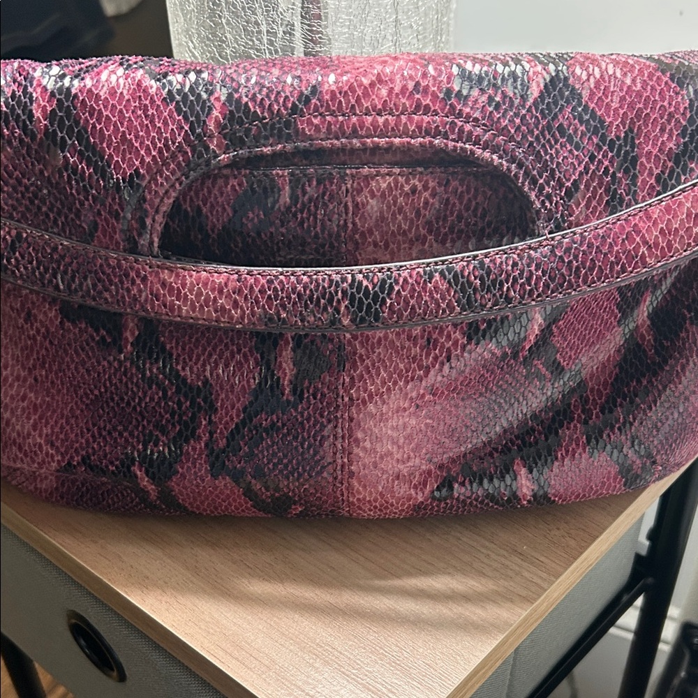Nine West Pink Snake-Print Tote with Cutout Handle - Picture 4 of 4